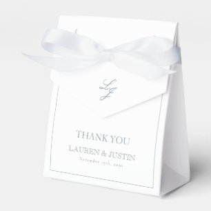 Ballotins Monogramme Dusty Bleu élégant Merci de mariage