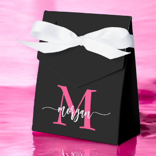 Ballotins Monogramme élégant moderne rose chaud noir