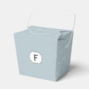 Ballotins Monogramme encadré sur bleu pâle avec Pois blancs