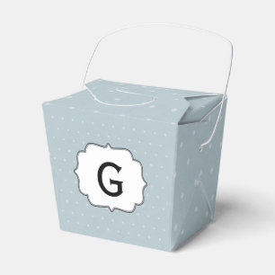 Ballotins Monogramme encadré sur fond bleu pâle avec pois bl