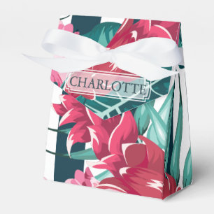 Ballotins monogramme floral d'été exotique rayé