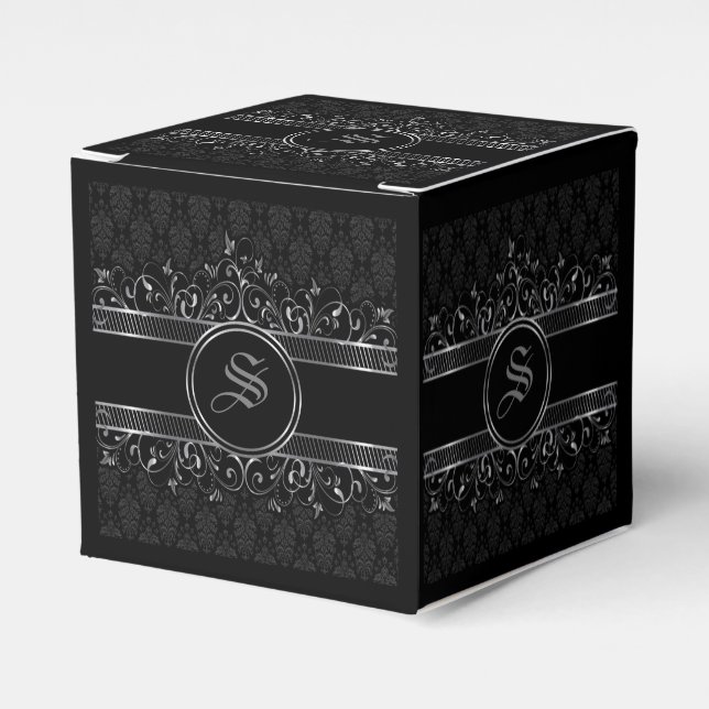 Ballotins Monogramme gothique orné noir et argent (Verso)