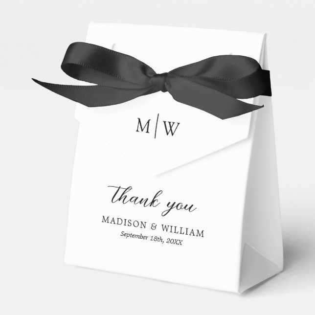 Ballotins Monogramme Noir Blanc Mariage Boîte de Faveur (Verso)