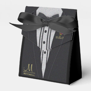 Ballotins Monogramme noir Tuxedo avec Rose rouge