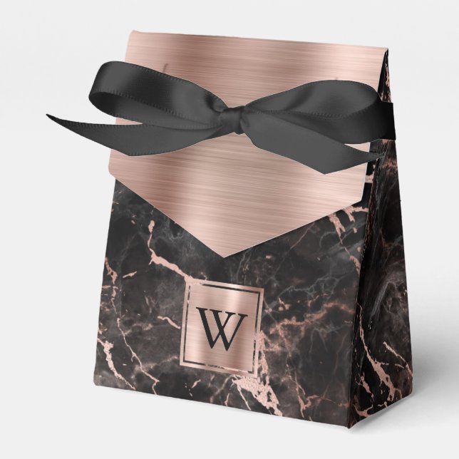 Ballotins Monogramme or Rose en marbre noir (Verso)
