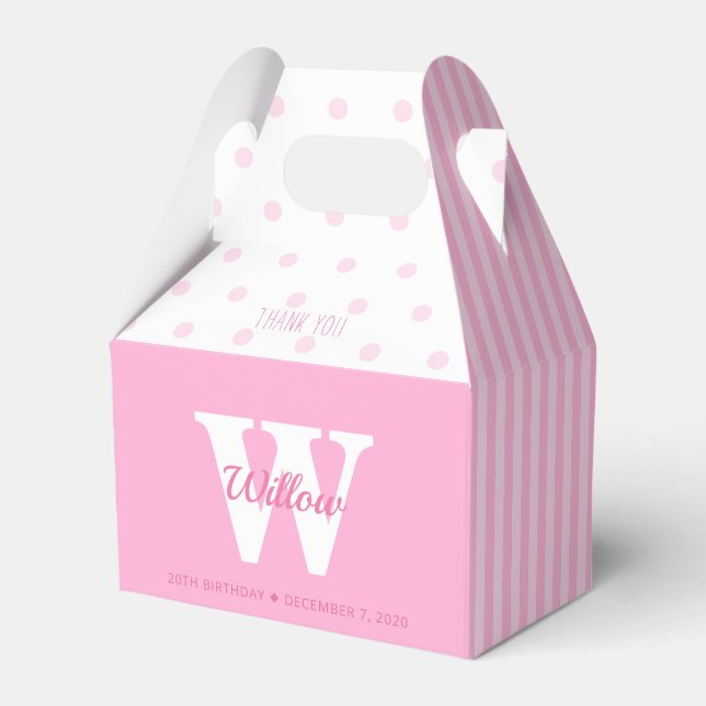 Ballotins Monogramme Pois rose rayures Ballotin (Verso)