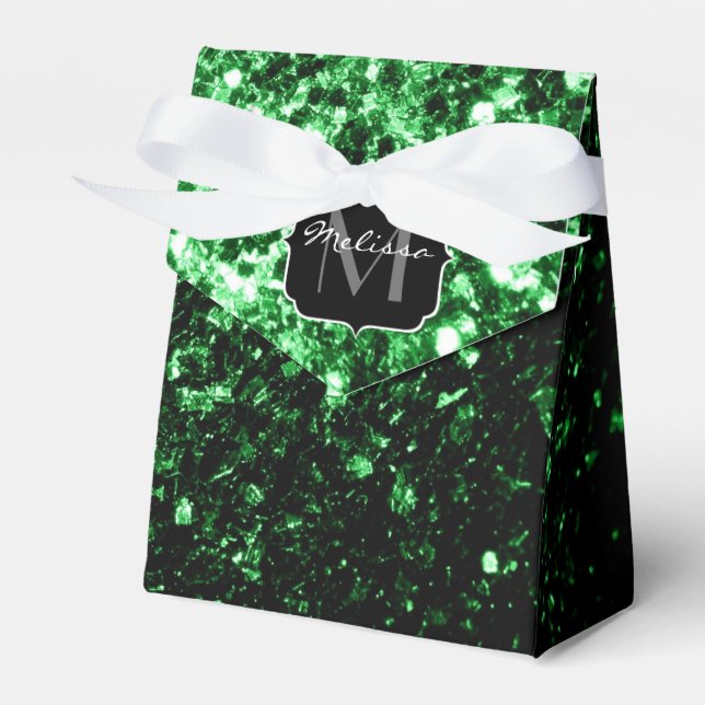 Ballotins Monogramme vert foncé faux parties scintillant sci (Verso)