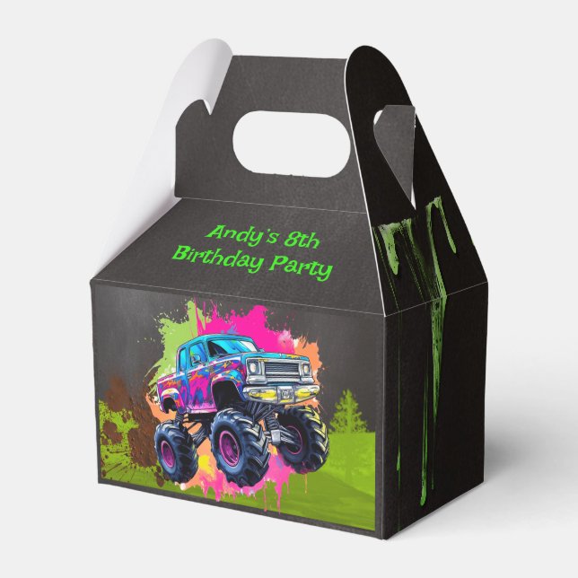 Ballotins Monster Truck Neon Boy fête d'anniversaire (Verso)