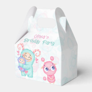 Ballotins Monstres roses et Turquoises mignonnes Fille Anniv