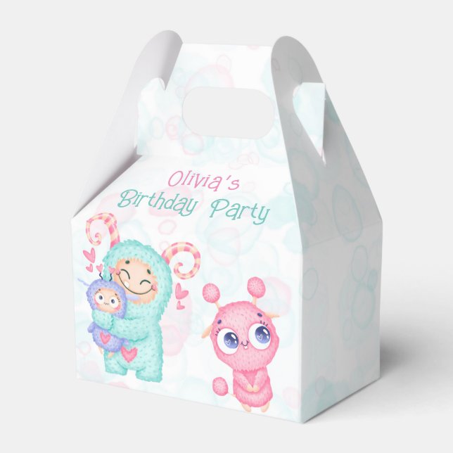Ballotins Monstres roses et Turquoises mignonnes Fille Anniv (Verso)