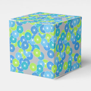 Ballotins Motif à fleurs Art Déco - bleu et vert citron