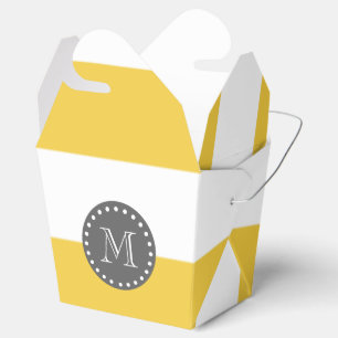 Ballotins Motif à rayures blanches jaunes, Monogramme de cha
