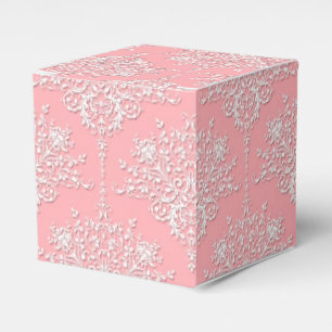 Ballotins Motif damassé floral fantaisie rose et blanc