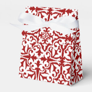 Ballotins Motif damassé Ikat - Rouge foncé et blanc