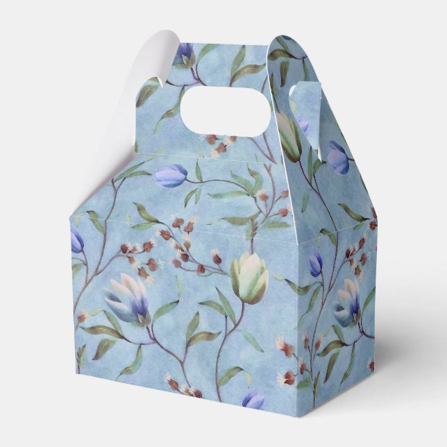 Ballotins Motif d'anémones de tulipes bleues et blanches (Verso)