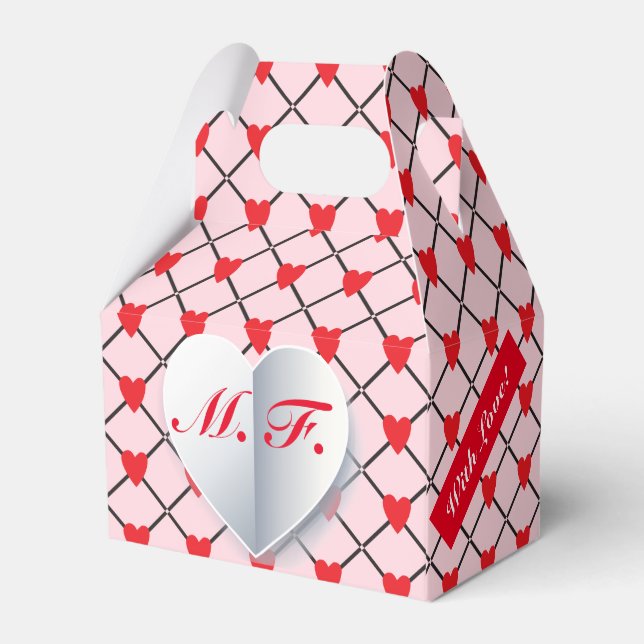 Ballotins Motif de Coeurs Monogrammes "Avec amour" Ballotin (Arrière)