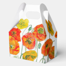 Motif de fleur de pavot rouge orange aquarelle mar