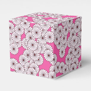 Ballotins Motif de fleurs Art déco - blanc sur rose