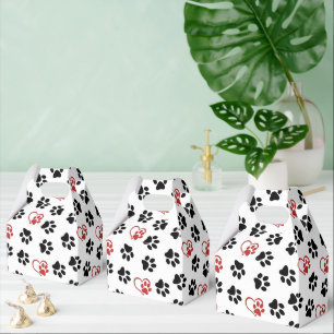 Ballotins Motif de pattes, pattes noires, pattes rouges, cœu