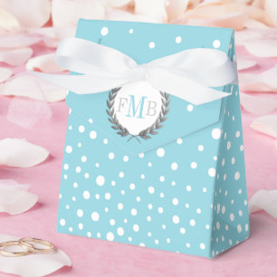 Ballotins Motif de points mariage bleu clair et blanc