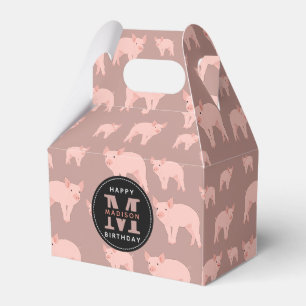 Ballotins Motif de porc rose mignon Monogramme Anniversaire