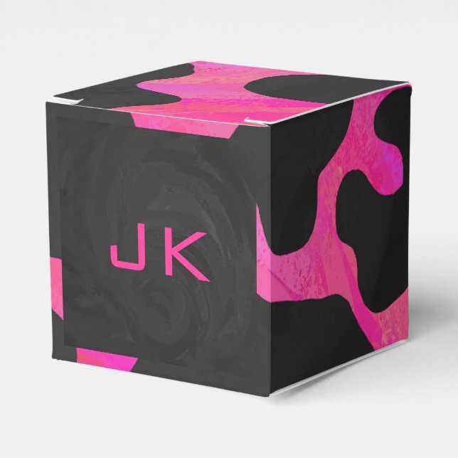 Ballotins Motif d'impression monogramme rose et noir (Verso)
