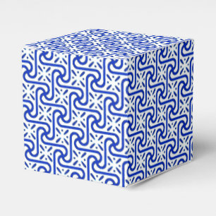 Ballotins Motif en tuiles égyptiennes, blanc et bleu cobalt