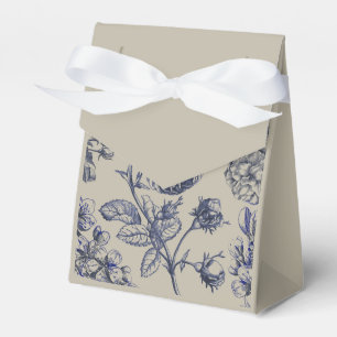 Ballotins Motif Floral Botanique Toile Bleue Vintage Antique