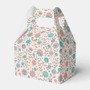 Ballotins Motif floral d'art populaire turquoise et de