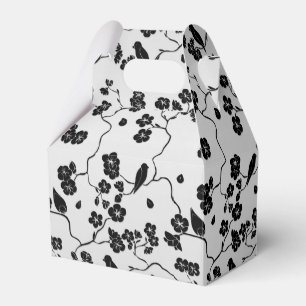 Ballotins Motif noir sur oiseaux et fleurs de cerisier argen