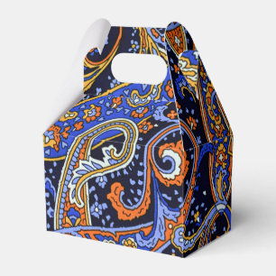 Ballotins Motif Paisley Bohème Navy et Orange Vibrant