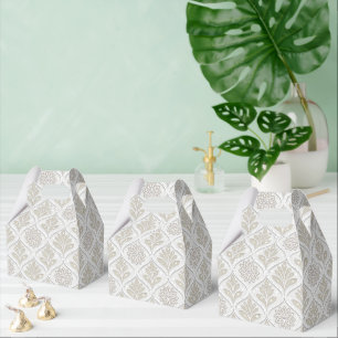 Ballotins Motif Quatrefoil Beige et Blanc Étincelant
