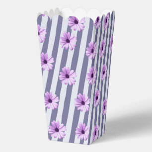 Ballotins Motif rayé avec des marguerites violettes