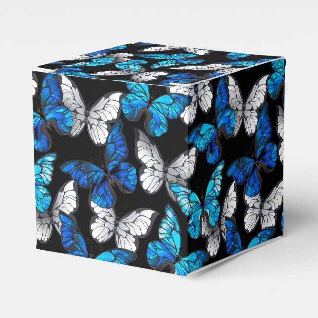 Ballotins Motif sans couleur foncée avec papillons bleus Mor (Verso)