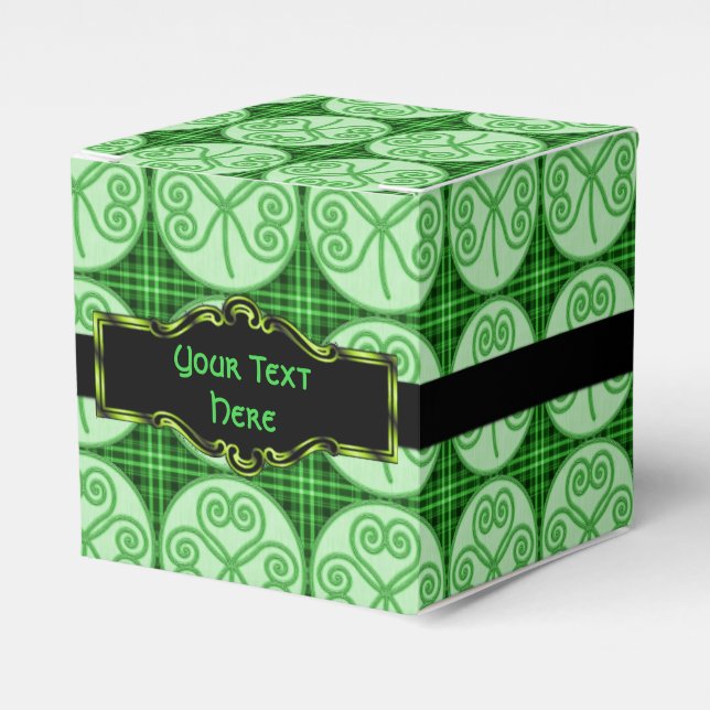 Ballotins Motif Shamrock vert Plaid Ballotin Cube  (Verso)