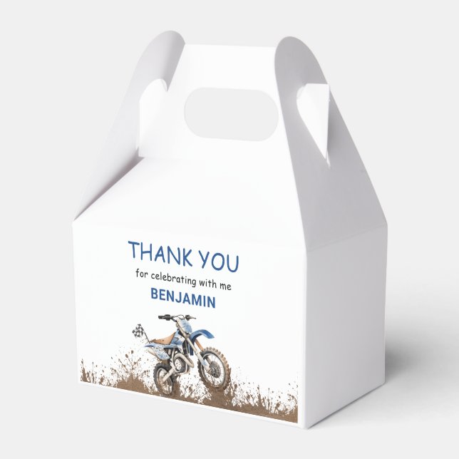 Ballotins Moto Bleu Editable Dirt Bike, fête d'anniversaire (Verso)