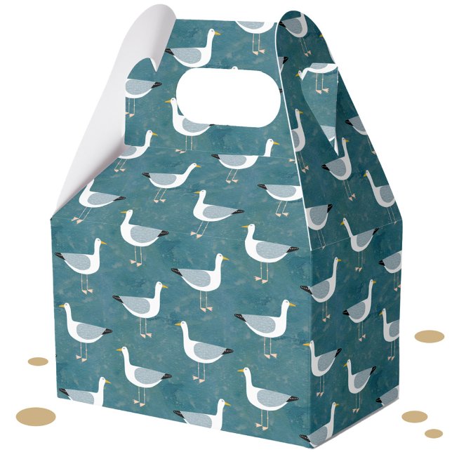 Ballotins Mouettes marines (Seagull nautical coastal bird fun  gift party favor box)