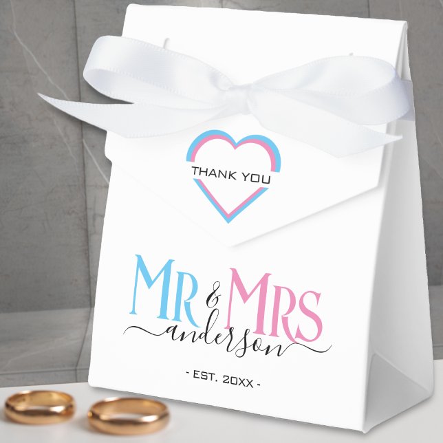 Ballotins Mr & Mrs NewlyWedding Wedding Favor Merci (pink and blue mr and mrs thank you wedding favor box)