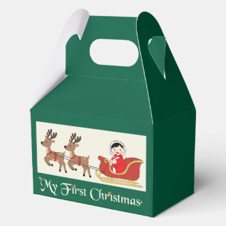 Ballotins My First Christmas Favor Box– Cute Baby & Reindeer