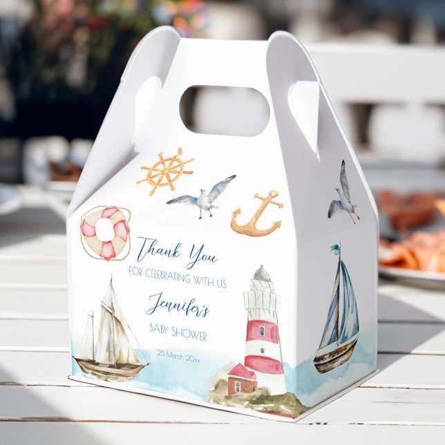 Ballotins Nautique marine thème de voile garçon baby shower (Nautical marine sailing theme boy baby shower favor box)