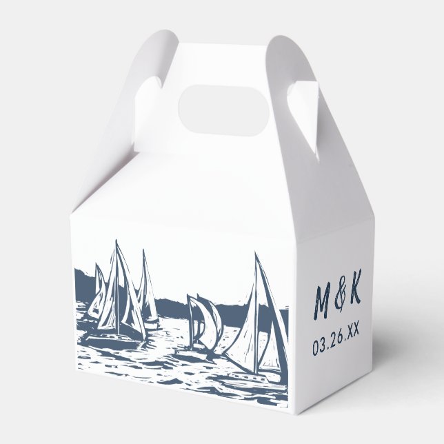 Ballotins Nautique Voilier Mariage Favor Box (Verso)