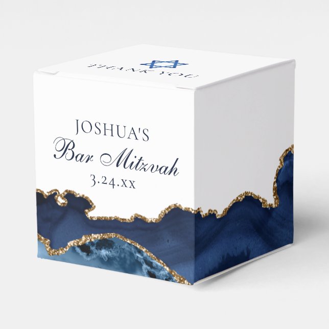 Ballotins Navy Blue Gold Agate Bar Mitzvah Chic Carré Party (Verso)