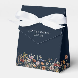 Ballotins Navy Blue Mince Fleur sauvage Mariage Favor Box