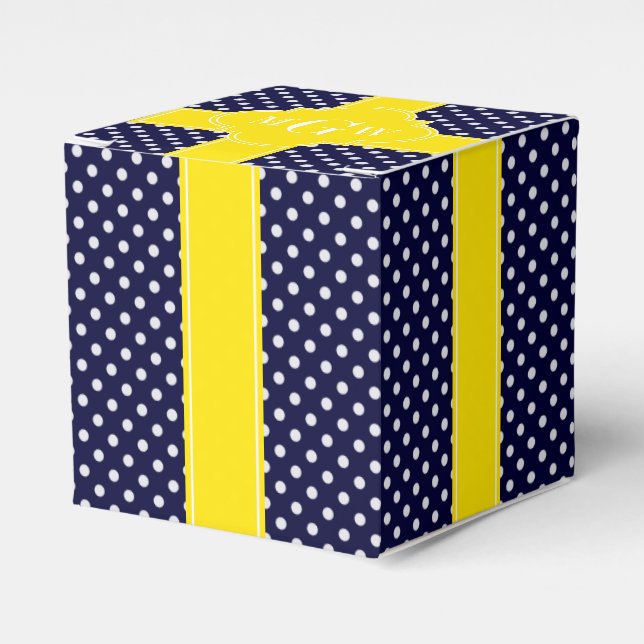 Ballotins Navy White Polka Dots Yellow Quatrefoil 3 monogram (Verso)