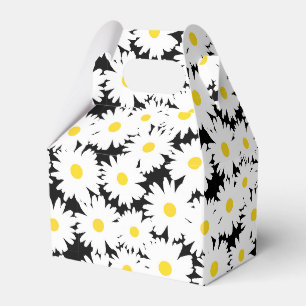 Ballotins Négative Space Daisies blanc jaune sur noir