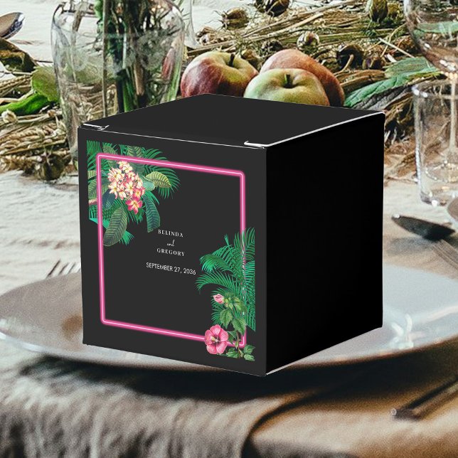 Ballotins Neon Pink Tropical Retro Botanical Mariage (Neon Pink Tropical Retro Botanicals Wedding Favor Boxes)