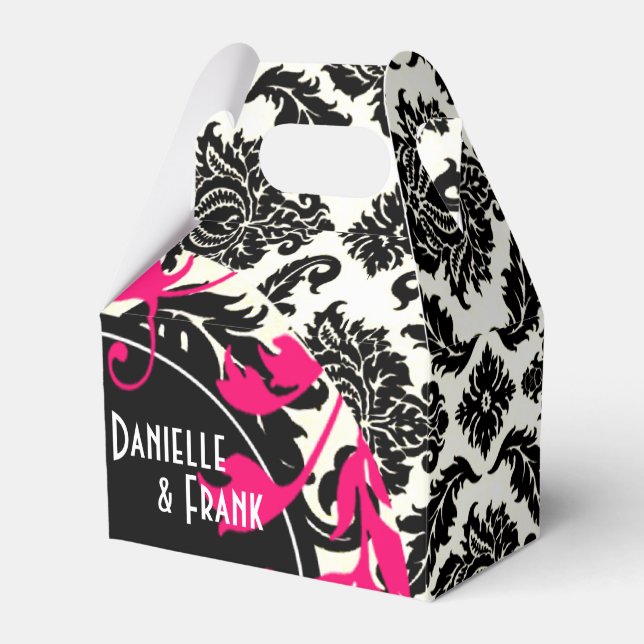 Ballotins Neopolitan Damask Paisley | fuschia noir blanc (Verso)
