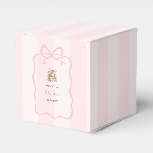 Ballotins New Chapter Pink Bow Stripes Baby Shower (Verso)