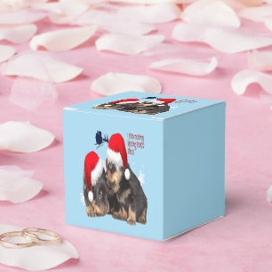 Ballotins Noël blanc chiot avec le Père Noël Sleigh