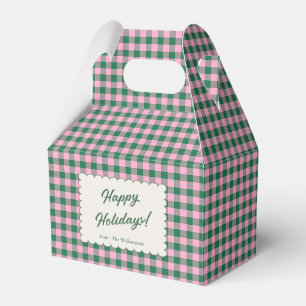 Ballotins Noël personnalisé à carreaux Gingham rose vert